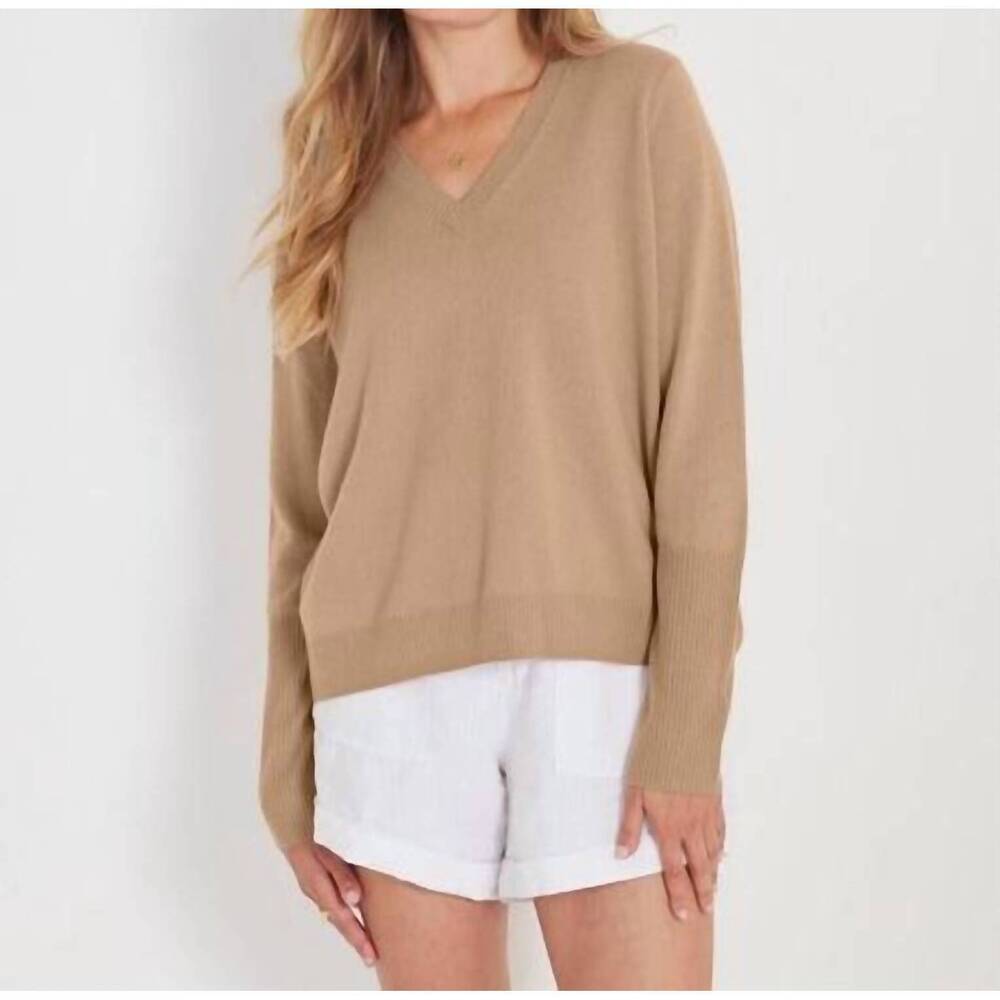 NEW NOT MONDAY ella v-neck sweater in latte